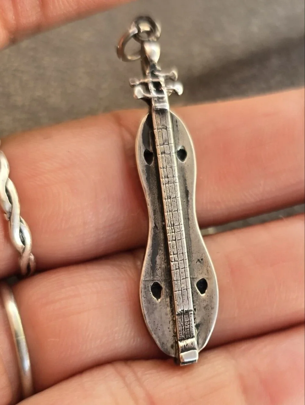 RARE special artisan solid 925 sterling silver Appalachian mountain dulcimer